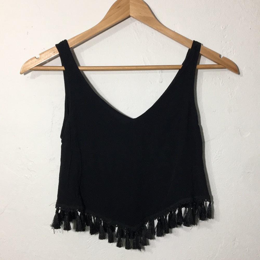 Black Tank with Tassels